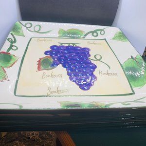 Baum Brothers Style Eyes Square dishes/plates wine grapes design 10" each Set/5